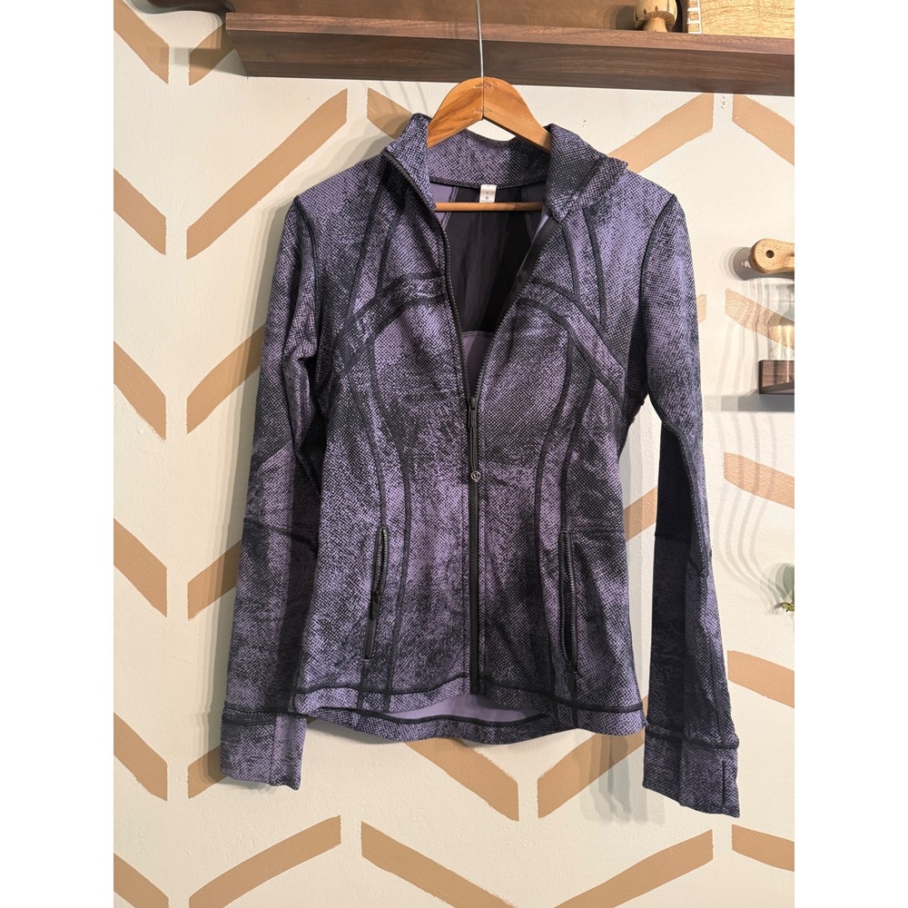 Lululemon Define Jacket Womens 6 Purple Black Textured Full Zip Yoga Activewear‎